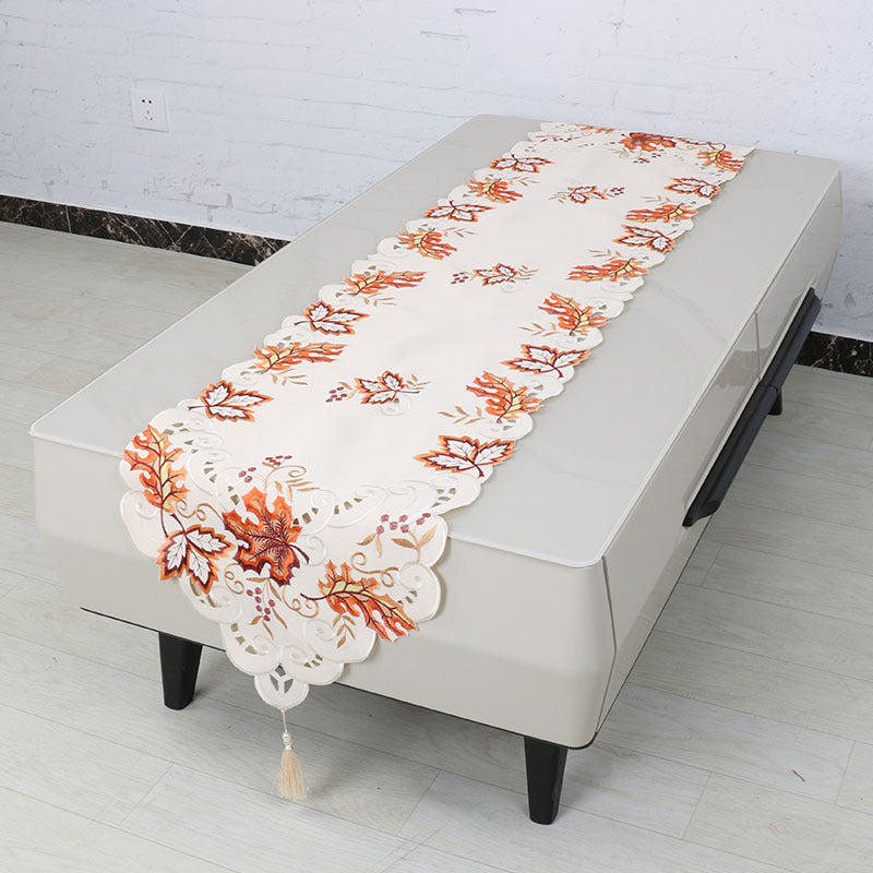 Embroidered hollow European table runner
