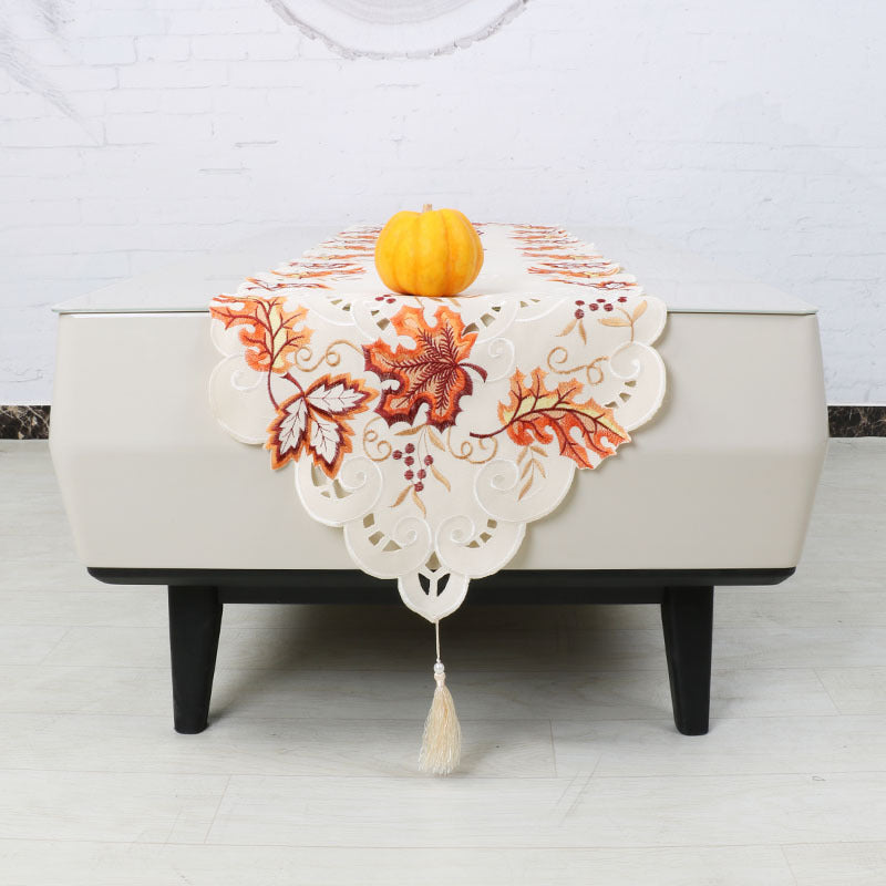 Embroidered hollow European table runner