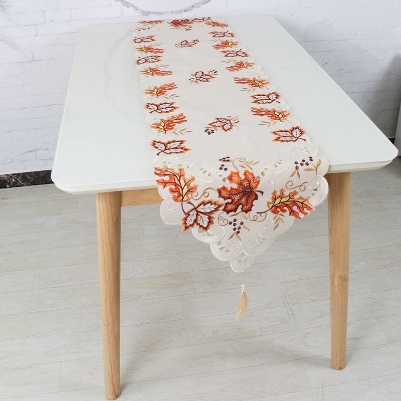 Embroidered hollow European table runner