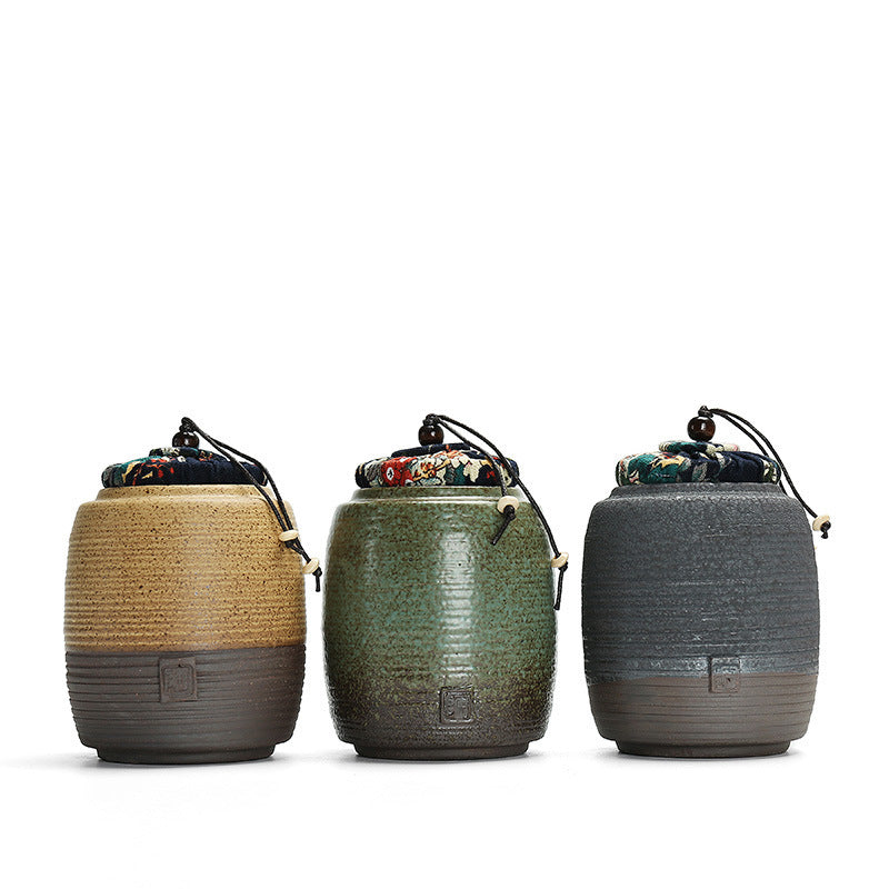 Ceramic Kiln Changed Glaze Tea Canister Sealed Storage
