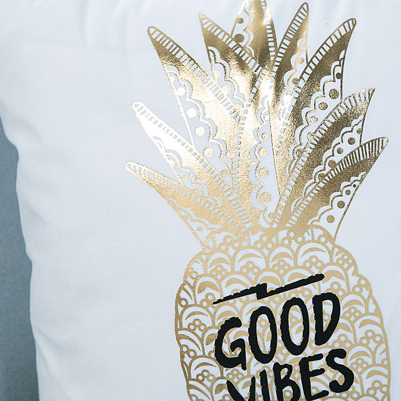 Super Soft Pineapple Love Letter Bronzing Hot Silver Pillowcase Cotton And Linen Car Sofa Cushion