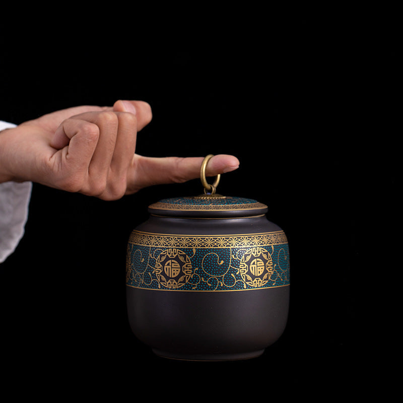 Ceramic Retro Tea Jar Medium Sealed Storage Jar