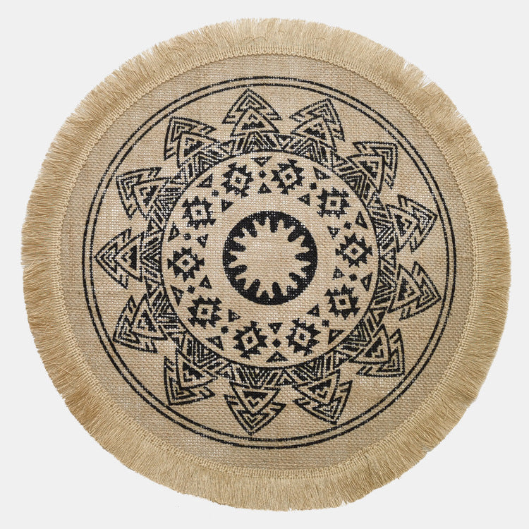 Nordic Braided Placemat Jute Decorative Round Fringe Edge