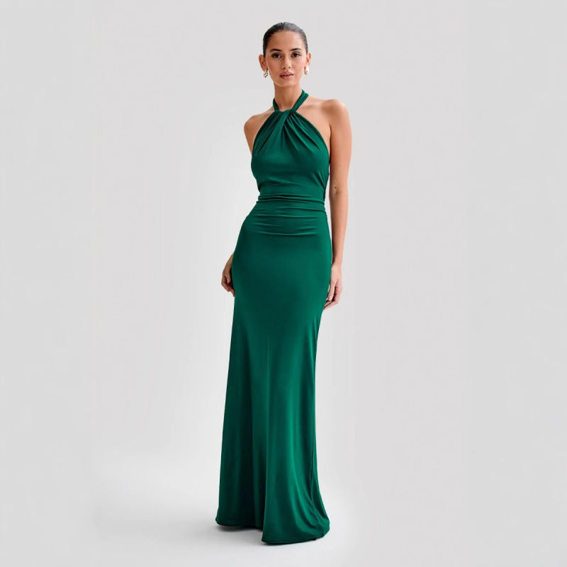 Sexy Sleeveless Slim Waist Halter Sheath Dress