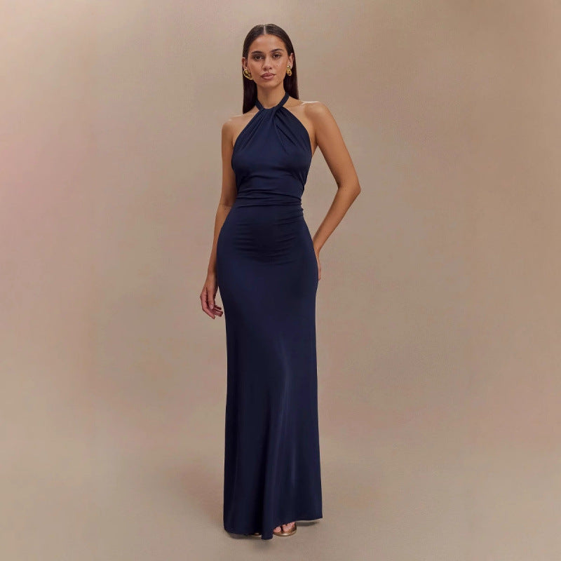 Sexy Sleeveless Slim Waist Halter Sheath Dress
